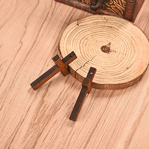 LANBEIDE Bulk 100 Pieces Wood Cross Charms Pendants for Jewelry Making DIY Natural Wood Cross Party Crafts DIY Jewelry Projects - Thumbnail 3