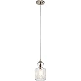 Kichler Lighting Riviera 10.75" 1 Light Pendant with Clear Ribbed Glass in Brushed Nickel