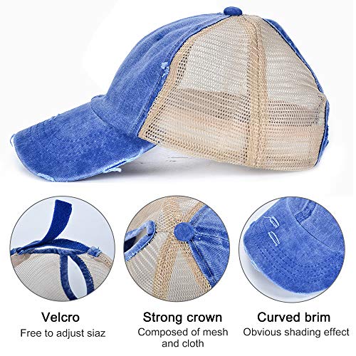 image for Rosoz High Ponytail Hole Baseball Hats Cap for Women,Messy Bun Hat Adj