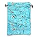 Elesa Miracle Embroidered Silk Jacquard Travel Bag, Lingerie & Shoes Bag, 3 Packs, Sky Blue, Black, Silver