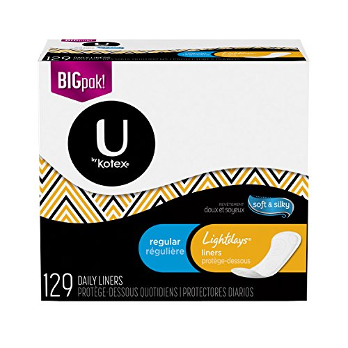 U by Kotex Lightdays Panty Liners, Regular, 129 Count