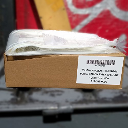 65 Gallon Trash Bags for Toter (Clear, 50 Garbage Bags Per Case)