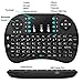 Mini 2.4GHz USB Wireless Keyboard with Touchpad Mouse for Windows PC, Raspberry Pi, Android TV Box, Slideshow Presenter, and more. Portable QWERTY Keypad Features Enhanced Function Keys LED Backlit