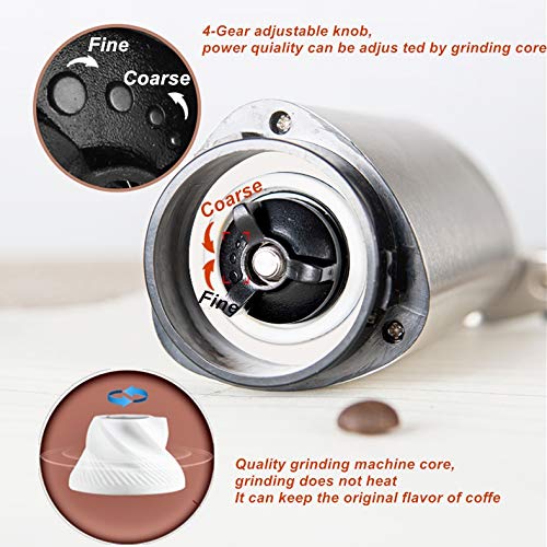 Mixnon manuelle Kaffeemühle, tragbare Keramik Gratmühle Edelstahl Kaffeemühle,Handkurbel Bean Mühle,Hand kaffeemühle… – Bild 5
