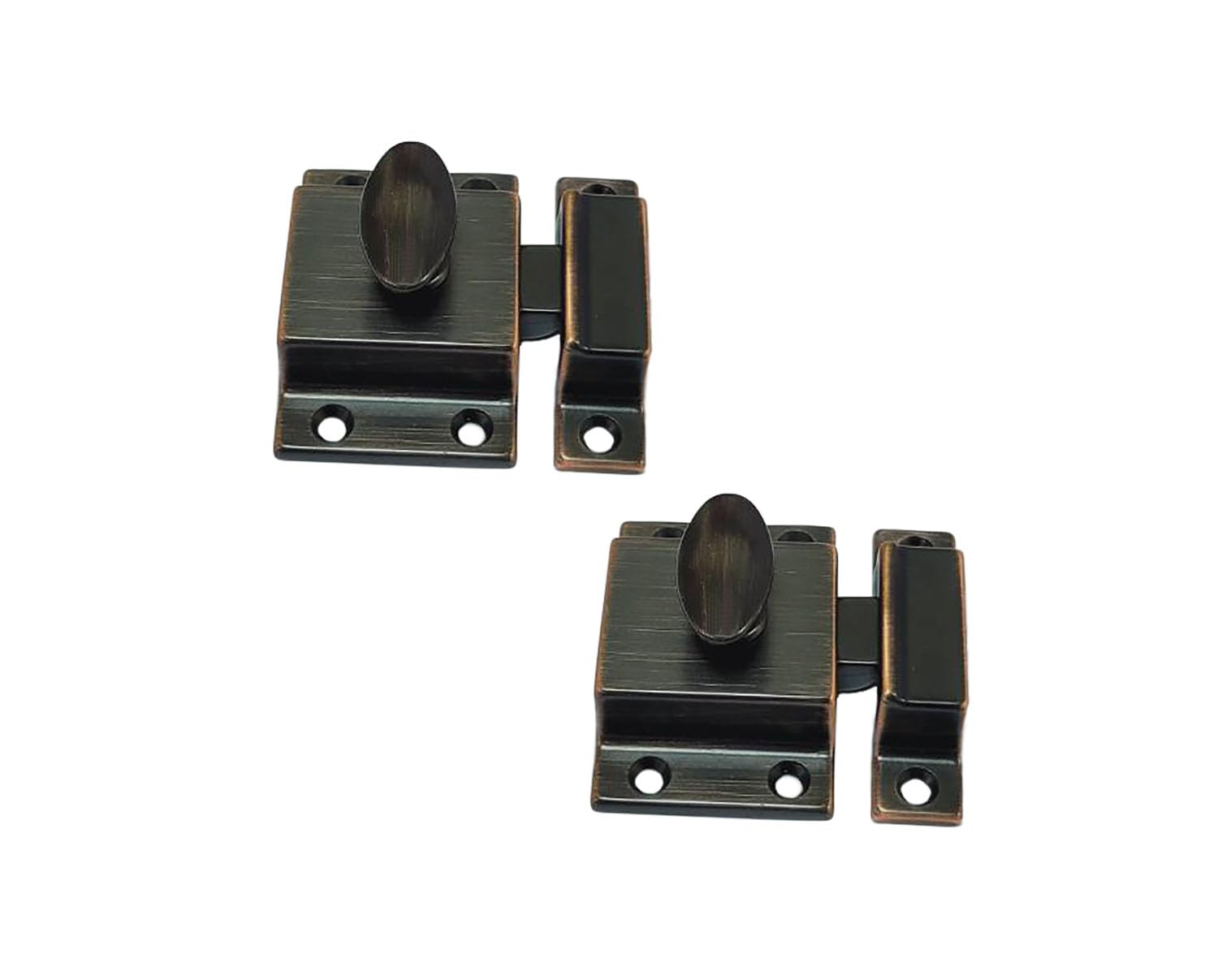 QCAA Traditional Large Oval Turn Cabinet Latch, Solid Brass, 2", for Cupboard & Other Furniture, Venetian Classical ORB (Oil-Rubbed Bronze), 2 Pack, Made in Taiwan
