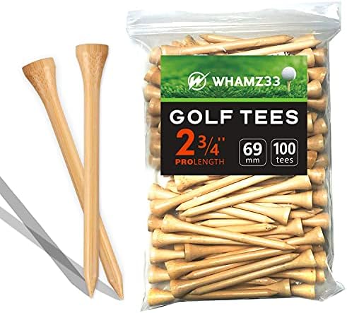 whamz33 Professional Bamboo Golf Tee 2-3/4 inch Tee Pack of 100