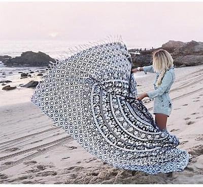 White Plus Elephnat Twin Psychedelic Celestial Hippie Hippy Tapestry Wall Hanging Throw Hippie Hippy Boho Bohemian Hand-loomed Window Doorway Door Curtain By Dudi_Enterprise, Size: 84x54 Inches