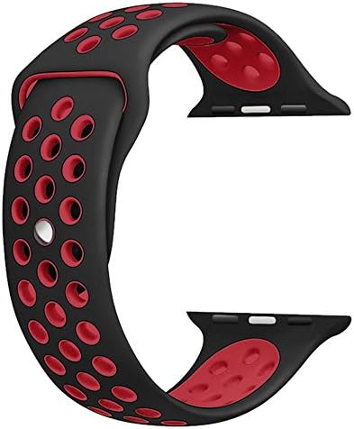 Sport Band For Apple Watch 42mm,Soft Silicone Strap Replacement Wristbands For Apple Watch Sport Series 3 Series 2 Series 1(42mm S/M Black/Red)