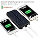 Solar Charger, Friengood 15000mAh Portable Solar Power Bank with Dual USB Output Ports, Solar Phone Charger External Battery Pack with 6 LED Flashlight Light for iPhone, iPad, Android and More - Black
