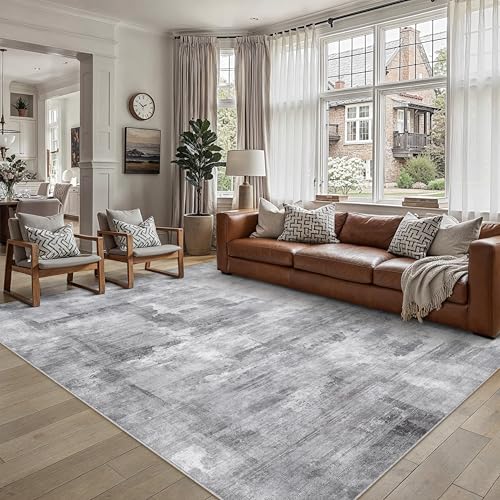PureCozy Carpet Living Room 240 x 300 cm Light Grey Large Carpets Living Room Non-Slip Washable Washing Machine Modern Abstract Room Carpet, Living Room, Dining Room, Bedroom, Foot Bed, Short Hair
