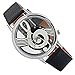 Polytree 2pcs Unisex Fashion Musical Note Hollow Faux Leather Strap Quartz Wrist Watch (Black White)