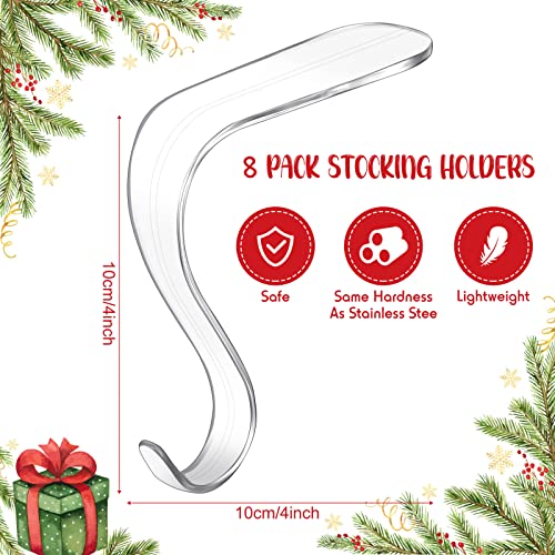 Jetec Christmas Stocking Holders Acrylic Stocking Hangers for Mantel