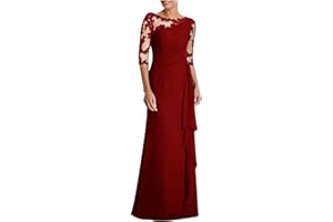 LFEOOST Maxi Dresses for Women 2023 Wedding Guests Elegant Boat Neck Lace Patchwork Irregular Hem Party Evening Dress