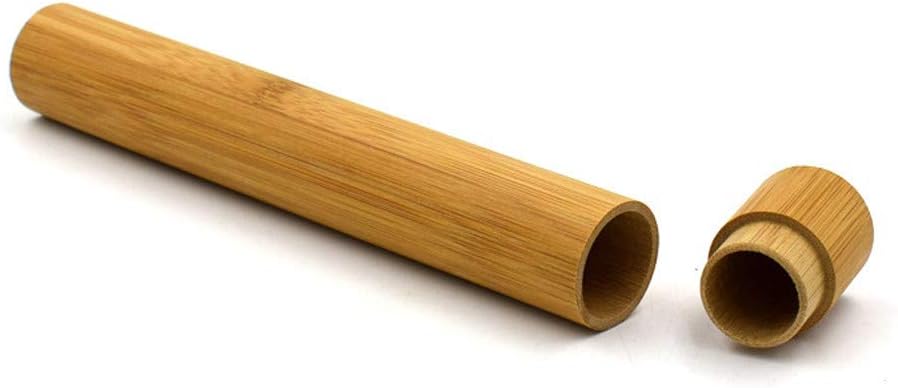Fiudx Toothbrush Holder,Eco Friendly Bamboo Toothbrush Case Tube for Travel 22cm