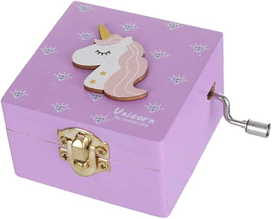 Caja de música de madera, diseño de unicornio, color morado: Amazon.es: Hogar