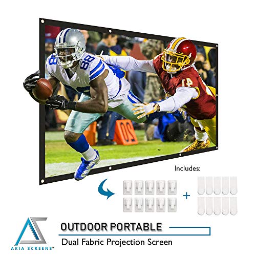 Akia Screens 120 inch Indoor Outdoor Collapsible Portable Projector Screen 16:9 Anti-Crease Foldable Dual Front Rear Retractable 8K 4K Ultra HD 3D Ready Movie and Home Theater AK-DIYOUTDOOR120H1