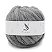 Merino Wool Super Chunky Yarn- Bulky Roving Yarn for Finger Knitting,Crocheting Felting,Making Rugs Blanket and Crafts by FLORAKNIT (Gray, Medium-20mm 0.55LB)