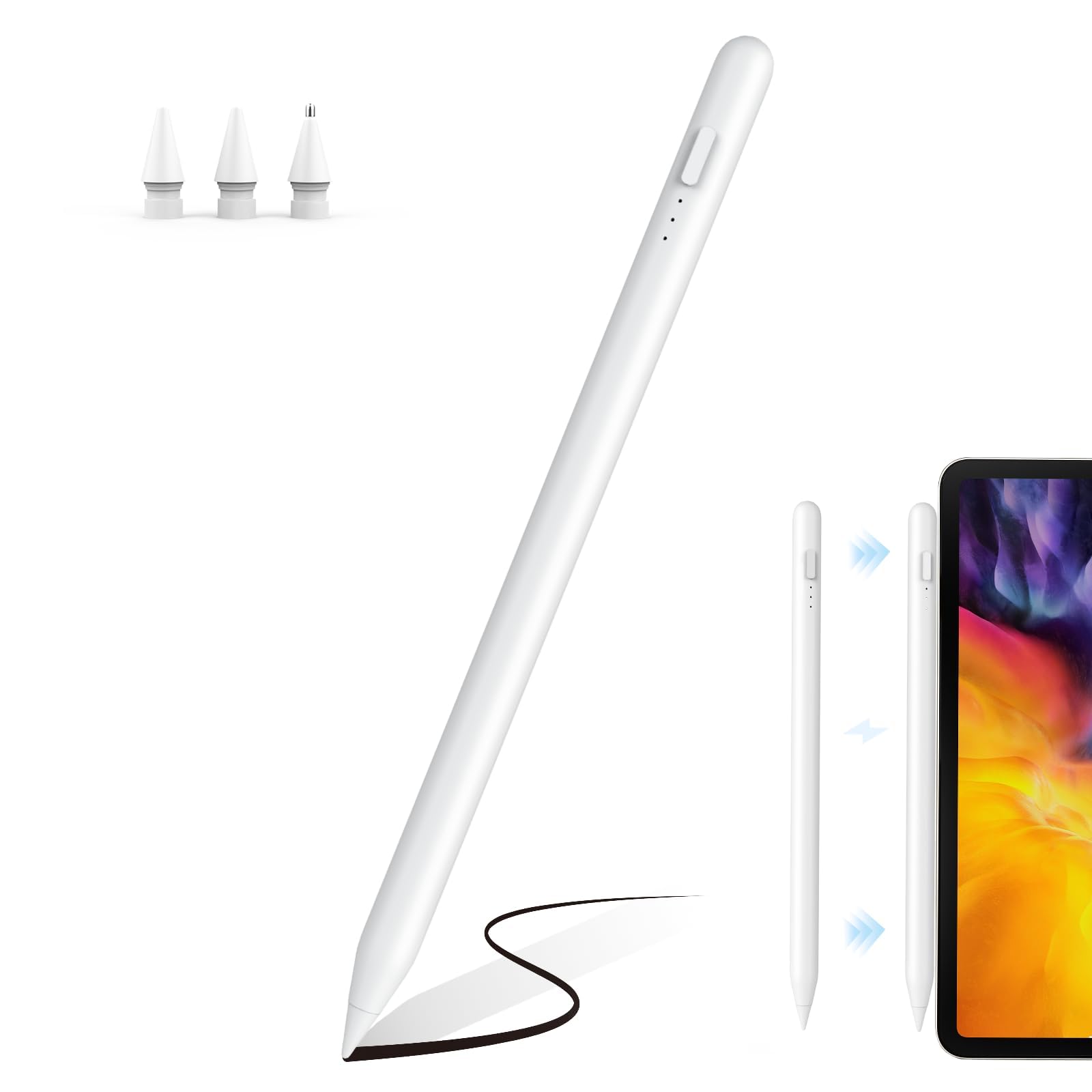 MEKO Stift für iPad Apple Pencil 2. Generation mit Magnetische Kabellose Schnellaufladung und Neigungssensitivität für iPad Pro 12,9'' 3-6 Gen. /11'' 1-4 Gen. /i-Pad Air 4/5. Gen/i-Pad Mini 6. Gen