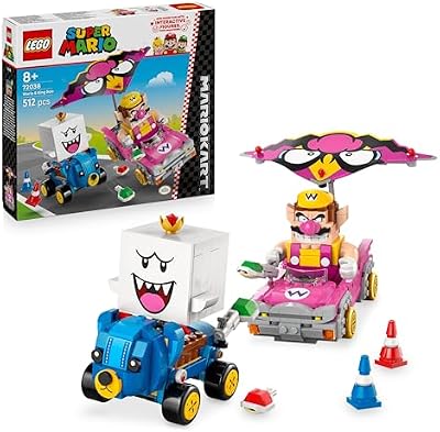 Super Mario: Mario Kart – Wario e King Boo - Brinquedo Interativo com 2 Carros e 2 Figuras - Presente com Personagens Nintendo para Rapazes e Raparigas 8+ Anos 72038