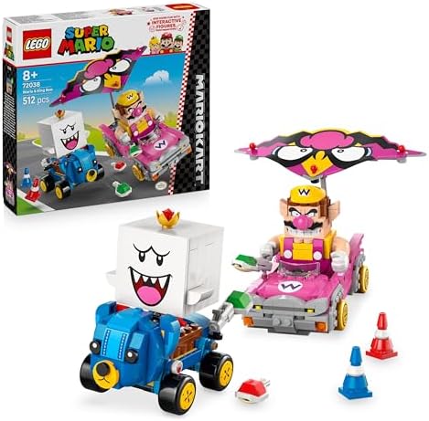 Super Mario: Mario Kart – Wario e King Boo - Brinquedo Interativo com 2 Carros e 2 Figuras - Presente com Personagens Nintendo para Rapazes e Raparigas 8+ Anos 72038