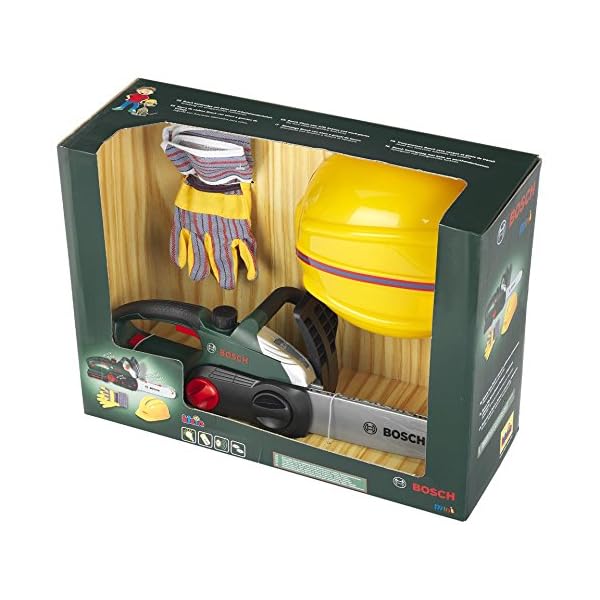 Theo Klein 8456 Bosch Worker Set I Robust chainsaw with light and sound I Incl Helmet and Work Gloves for Role - Playing… – Bild 3