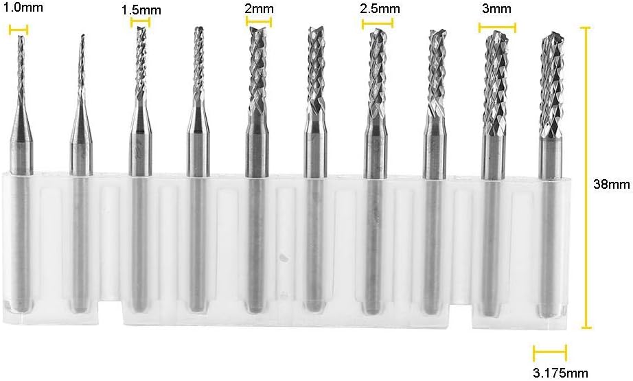 10pcs Tungsten Carbide End Mill Milling Cutter Spiral CNC Rotary Burrs Set Engraving Bits Cutting Edge 1.0,1.5,2.0,2.5,3.0mm - Image 3