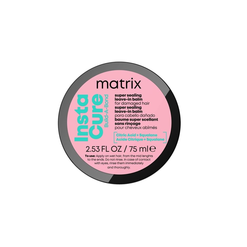 MATRIX | Leave-In Balm | With Citric Acid & Squalane | For Damaged Hair, Repairs, Smoothes, Softens & Heat Protection up to 230°C | InstaCure Build-A-Bond Super Sealing | 75ml
