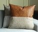 Kdays Halftan Pillow Cover Cognac Leather Decorative Throw Pillow Case Farmhouse Trendy Sofa Couch Cushion Covers Modern Minimalist Color Block Pillow Cover 18x18 Inches
