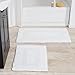 Bathroom Rugs - 2-Piece Cotton Bathroom Mat Set - Machine Washable Bath Mats for Restroom, Kitchen, or Laundry Room by Lavish Home (White)