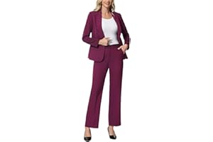 Lamgool Women's Suits 2 Piece Blazer Pants Set Peak Lapel One Button Business Outfits for Work Professional
