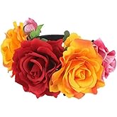 VASANA Rose Flower Crown Headband Mexican Flower Crown Headpiece Floral Hair Accessories Hair Garland for Wedding Birthday Halloween Party Headwear