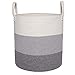 Woven Cotton Rope Storage Basket, Baby Laundry Hamper Storage Bin Baskets with Handle for Organize Toys, Blanket, Diaper or Home Decor