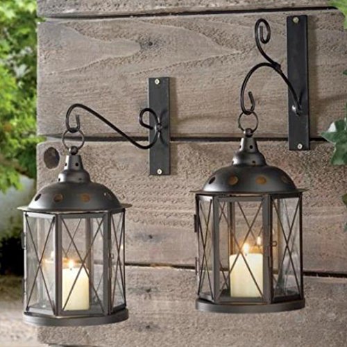 Metal & Glass Hanging Wall Lantern Sconce Garden Home Decorative Tealight Candle Holder 1pc For Garden Home Wedding Decoration