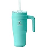 Reduce 24 oz Stainless Steel Tumbler with Handle - Dual-Wall Vacuum Insulated Travel Mug, Sweat-Proof Lid & Reusable Straw - Keeps Drinks Cold for 24 Hrs, Fits Cupholders, Dishwasher Safe-Ocean Breeze