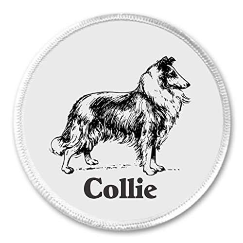 A&T Designs Collie Black & White Dog 3" Sew On Patch Puppy Cute Love