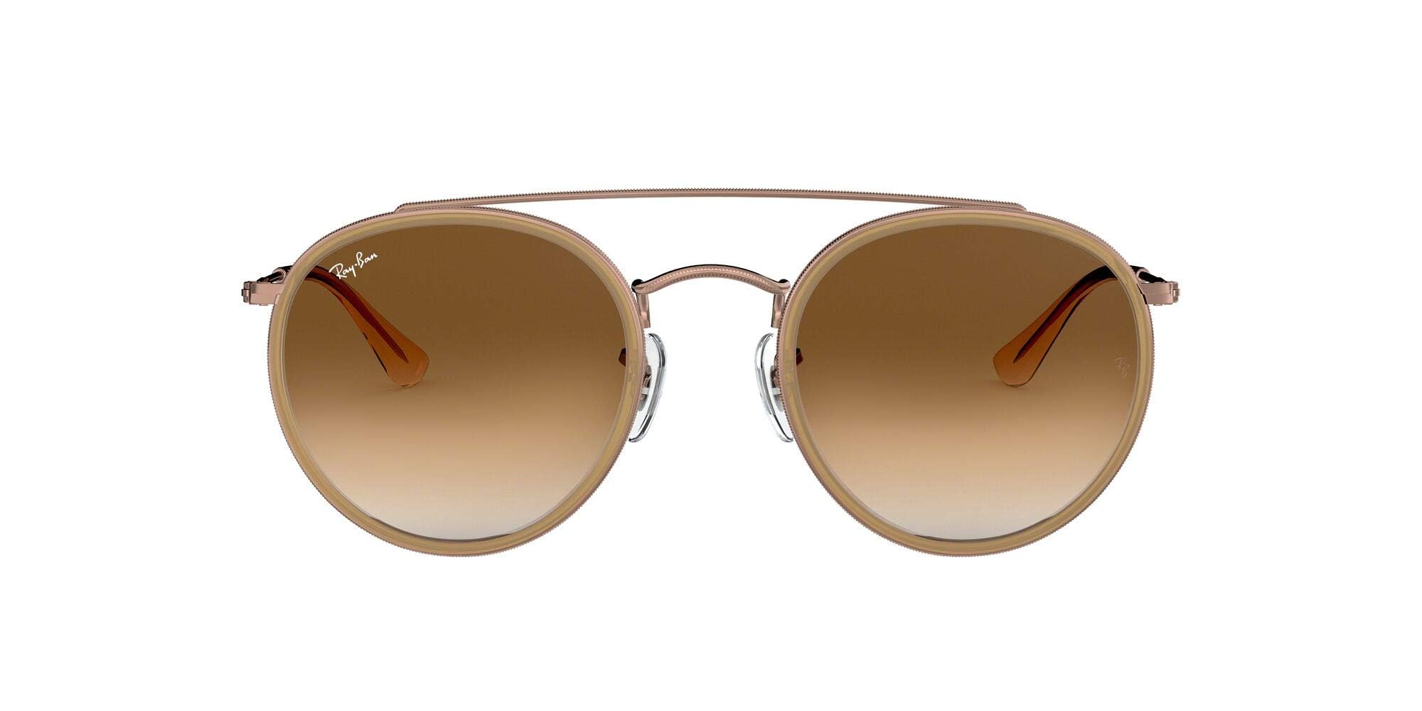 Ray-Ban Unisex RB3647N Double Bridge Round Sunglasses, Copper/Clear Gradient Brown, 51 mm Image