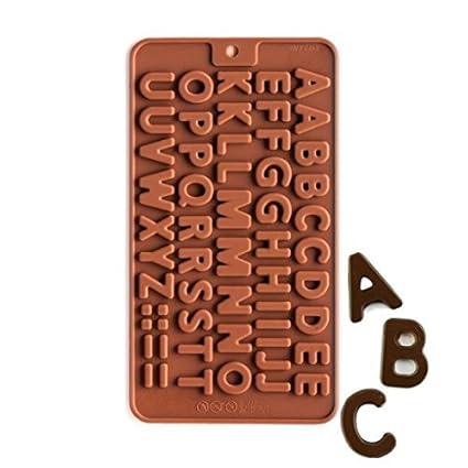 Syga Silicone Alphabets Shape Chocolate, Jelly, Candy, Cake Baking Mould, Standard Size, Brown
