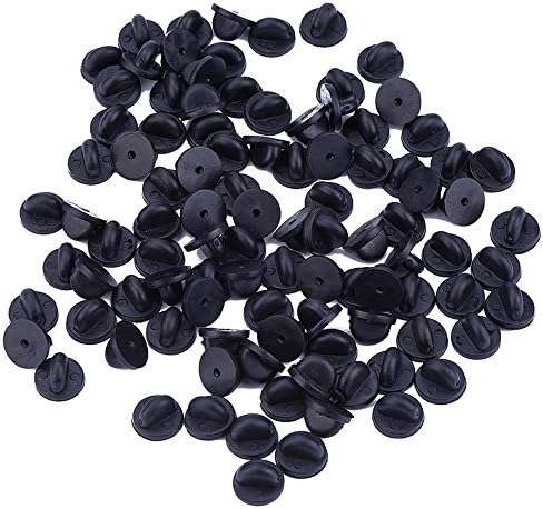 AIRSUNNY Butterfly Clutch black PVC Rubber Pin Backs Pack of 50 Fit Tie Tack Lapel Pin Backing Holder Clasp
