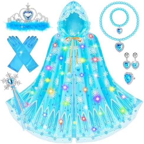 Capa De Sirena De Lentejuelas Para Niñas – Disfraz De Princesa Con Guirnalda, Para Carnaval Y Halloween