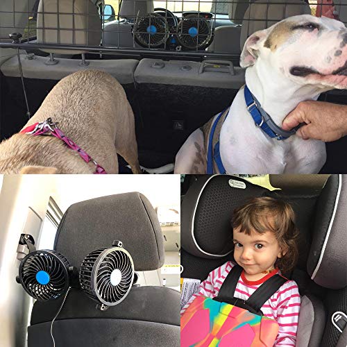 Car Fan for Back Seat, Car Seat Fan Cigarette Lighter, Fan for Car 12V Headrest Black 4inches