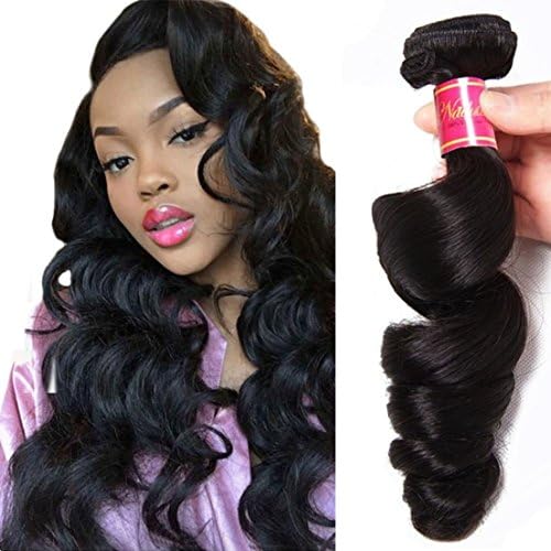 Nadula Brazilian 8a Unprocessed Loose Wave Remy Virgin Human Hair Weave Pack of 1 Hair Extensions Natural Color (24inch)