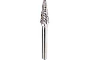 ASIEG TOOL SL-3 Tungsten Carbide Burr Rotary File Taper Shape with Radius End Double Cut with 1/4"Shank for Die Grinder Drill Bit