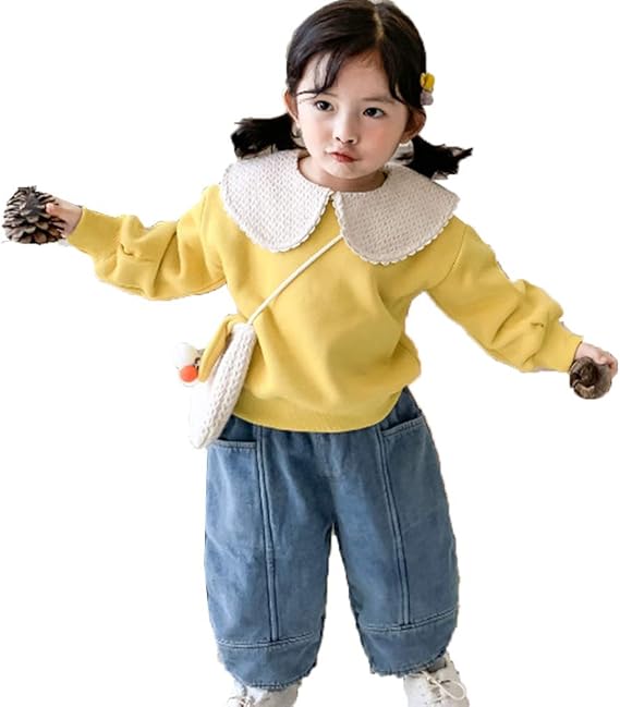 Amazon Yuanyuan 子供服 女の子 ベビー キッズ 上着 ジャージ トップス 綿 大きな襟 おしゃれ スウェット バッグ付き 長袖 秋冬 防寒 ファッション カジュアル ジャージ 通販