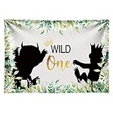 Funnytree 7x5ft Soft Fabric Wild One 1st Birthday Party Backdrop No Wrinkles Durable Animals Themed Photography Background Jungle Safari Baby Boy Photo Booth Banner Decorations