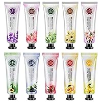 DAGEDA 10 Pack Plant Fruits Fragrance Hand Cream, Moisturizing Hand Feet Care Cream Travel Gift Set For Men And Women, Vitamin E Prevents Drying, All Year Available（30ml）