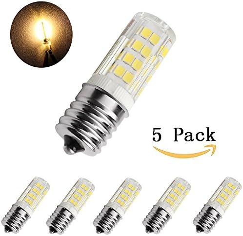 E17 LED T7 T8 Intermediate Base LED Appliance Bulb T8 T7 Lightbulb Dimmable 110 volt - 130v Pack of 5 Microwave Oven Light Bulbs(Warm White 5 Pieces)