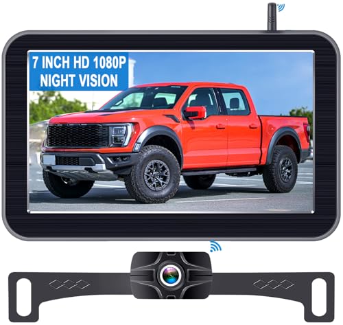 HD 1080P 7 Inch Wireless Backup Camera for Truck: 15-Min Easy to