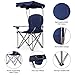 Goplus Camping Chair with Canopy Shade, Folding Lawn Chair with Umbrella Cup Holder & Carry Bag, Portable Sunshade Chair for Adults for Beach Outdoor Travel Hiking Fishing (Blue)