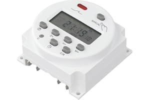 Emiif Digital Electronic Timer Switch Relay with LCD Display, DC 12V, 16A Capacity, 1 Min-168 Hr Range, for Daily/Weekly Prog