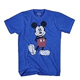 Disney Men's Full Size Mickey Mouse Distressed Look T-Shirt, Royal Heather, Small